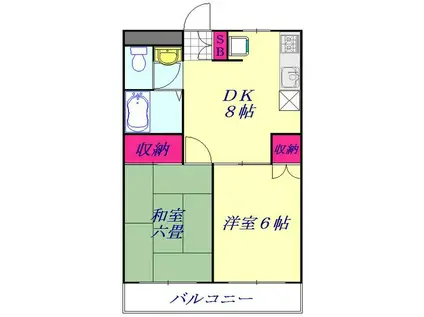 タケノヤハイツ朝日第1(2DK/1階)の間取り写真