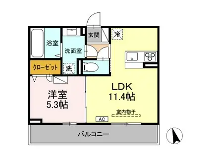 スカイハイ天神町(1LDK/3階)の間取り写真
