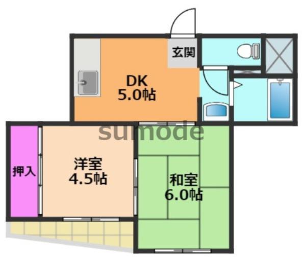 恵光ビル(2DK/2階)の間取り写真
