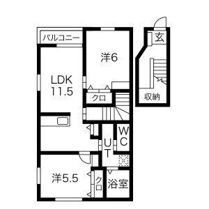 マノワール上里(2LDK/2階)の間取り写真
