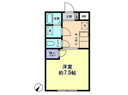 ハイツ山口(1K/2階)の間取り写真