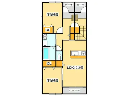 リヴェールK(2LDK/1階)の間取り写真