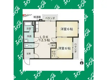 やなせハイツ(2LDK/4階)の間取り写真