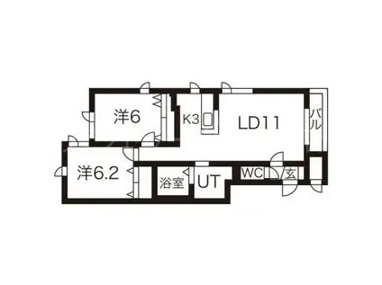 サンアビテ(2LDK/1階)の間取り写真