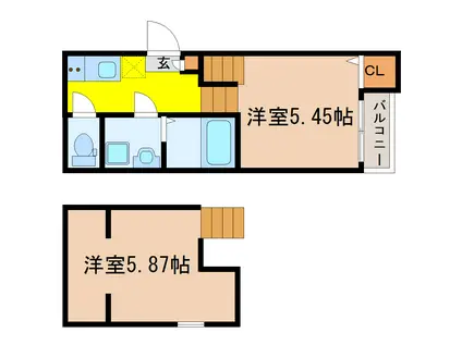 BELLE VILLA長町(1K/2階)の間取り写真