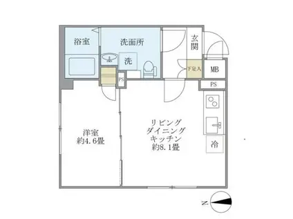 プラティーク旗の台ヒルサイド(1LDK/3階)の間取り写真