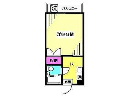 フラット野方(1K/4階)の間取り写真