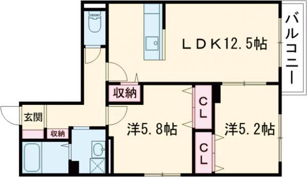 アズーロ垂水I(2LDK/1階)の間取り写真