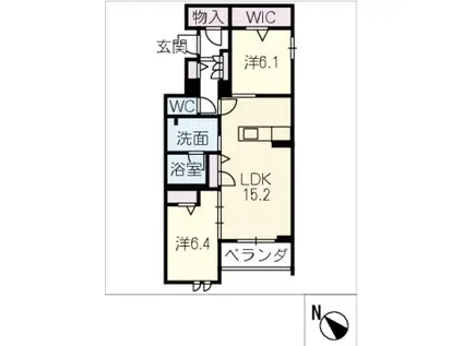 ベルラシック(2LDK/2階)の間取り写真