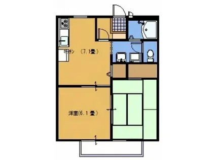 コーポ翼C棟(2DK/1階)の間取り写真