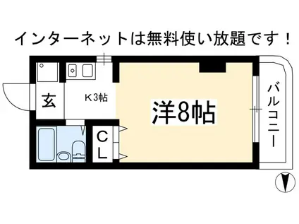 クローネマキ(1K/3階)の間取り写真