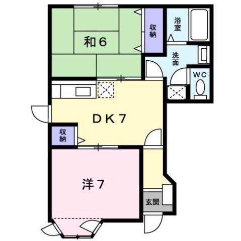 グリーンハイツB(2DK/1階)の間取り写真