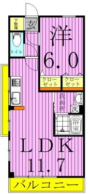 ワコーレ千住マンションB棟(1LDK/3階)の間取り写真