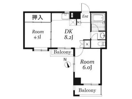 第6メゾンドヨシノ(2DK/4階)の間取り写真