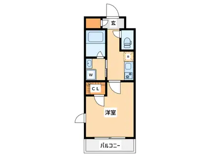 ジェノヴィア立川(1K/1階)の間取り写真