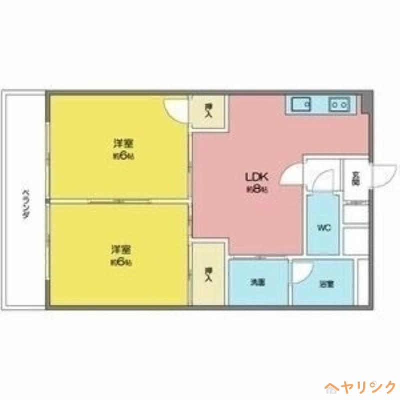 富弘ビル(2LDK/4階)の間取り写真