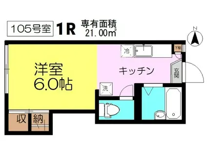 クレスト国立(1K/1階)の間取り写真