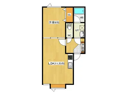 TAKE・OFF(1LDK/2階)の間取り写真