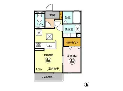 ヴィクトワール(1LDK/1階)の間取り写真