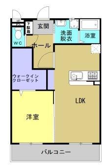 エステート八景水谷(1LDK/4階)の間取り写真
