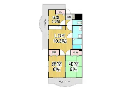 カーサ武田88(3LDK/4階)の間取り写真