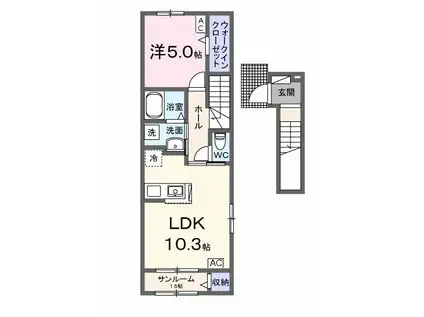 MALEN(1LDK/2階)の間取り写真