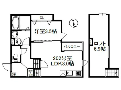 ポラリス鳥栖駅南 708(1LDK/2階)の間取り写真