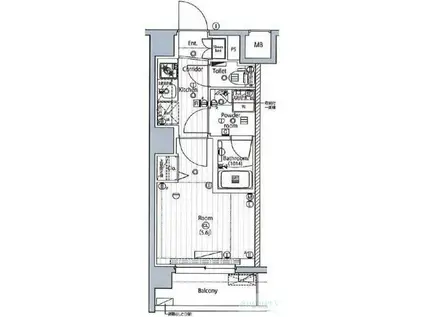 プレミアムキューブ品川戸越(1K/1階)の間取り写真