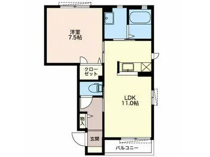 エスザーレ(1LDK/1階)の間取り写真