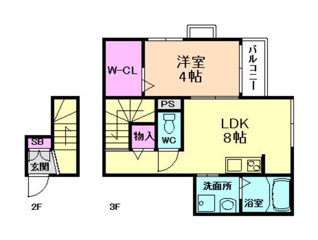 GARNET(1LDK/3階)の間取り写真