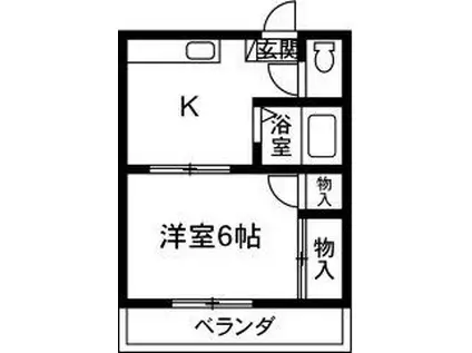 ドミール松本(1K/2階)の間取り写真