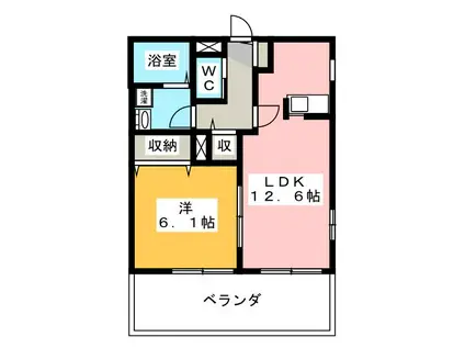 ディ・ガルテン ノード棟(1LDK/1階)の間取り写真