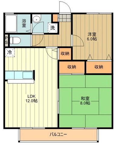 B-FLAT(2LDK/2階)の間取り写真