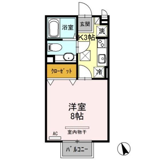 ナカイパレスB(1K/1階)の間取り写真