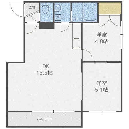 パークサイド栄通(2LDK/3階)の間取り写真