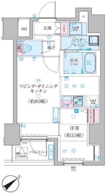ジェノヴィア椎名町(1LDK/5階)の間取り写真