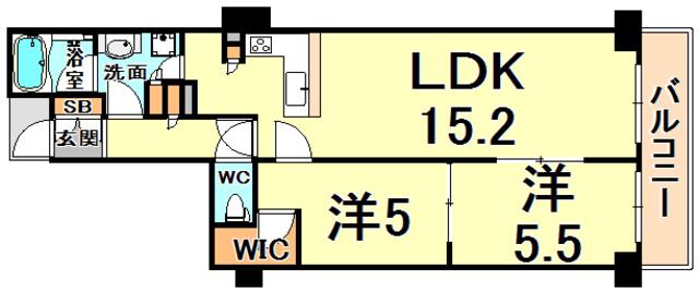 さきタワーサンクタス尼崎駅前(1SLDK/26階)の間取り写真