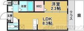 リアコート千里丘I ノース(1LDK/1階)の間取り写真