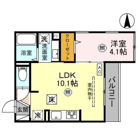 D-ROOM山田町(1LDK/1階)の間取り写真