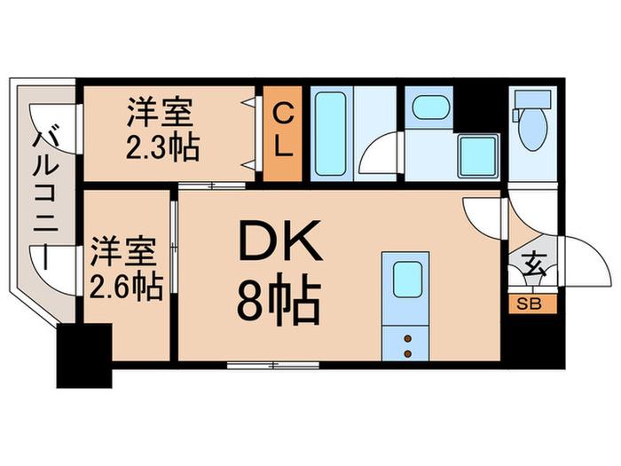 中井レジデンス(2DK/5階)の間取り写真