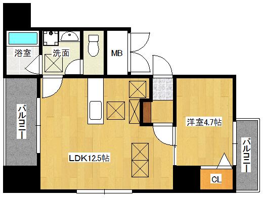 ソル高松(1LDK/3階)の間取り写真