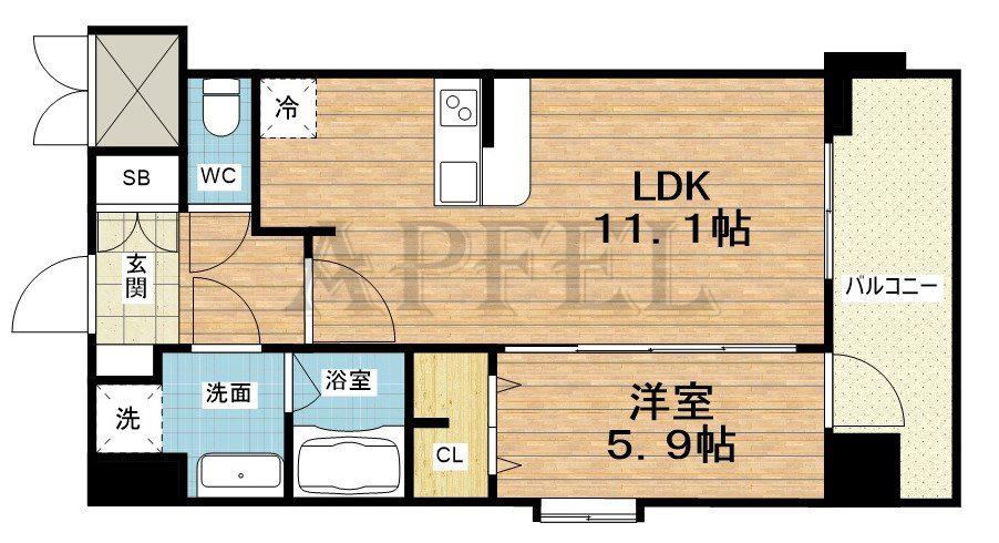 スプランディッド梅田北(1LDK/7階)の間取り写真