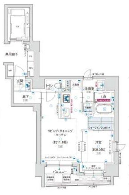 アルティザ東銀座(1LDK/7階)の間取り写真