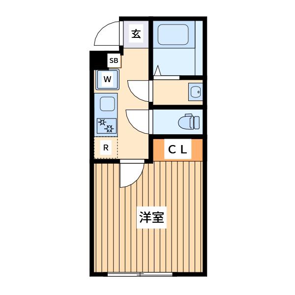 カインドネス立川Ⅱ(1K/2階)の間取り写真