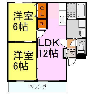 フルーレ(2LDK/1階)の間取り写真