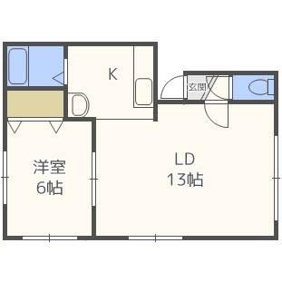 梅内マンション(1LDK/2階)の間取り写真