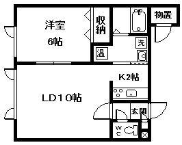 プリンストン(1LDK/2階)の間取り写真