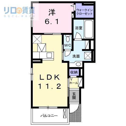 ヴィラ山本1(1LDK/1階)の間取り写真