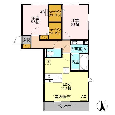 シュシュポルト(2LDK/1階)の間取り写真