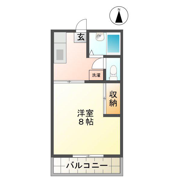 アクティブシティC(1K/2階)の間取り写真